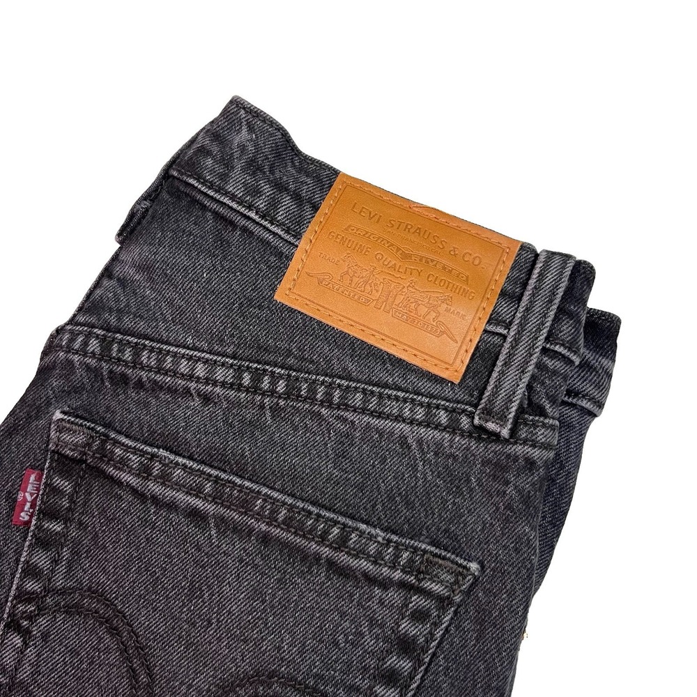 Levis Jeans Women black Denim High rise Ribcage Straight button Size 25x27 EUC